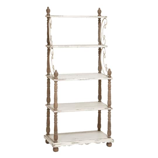 White Wood Farmhouse Shelving Unit